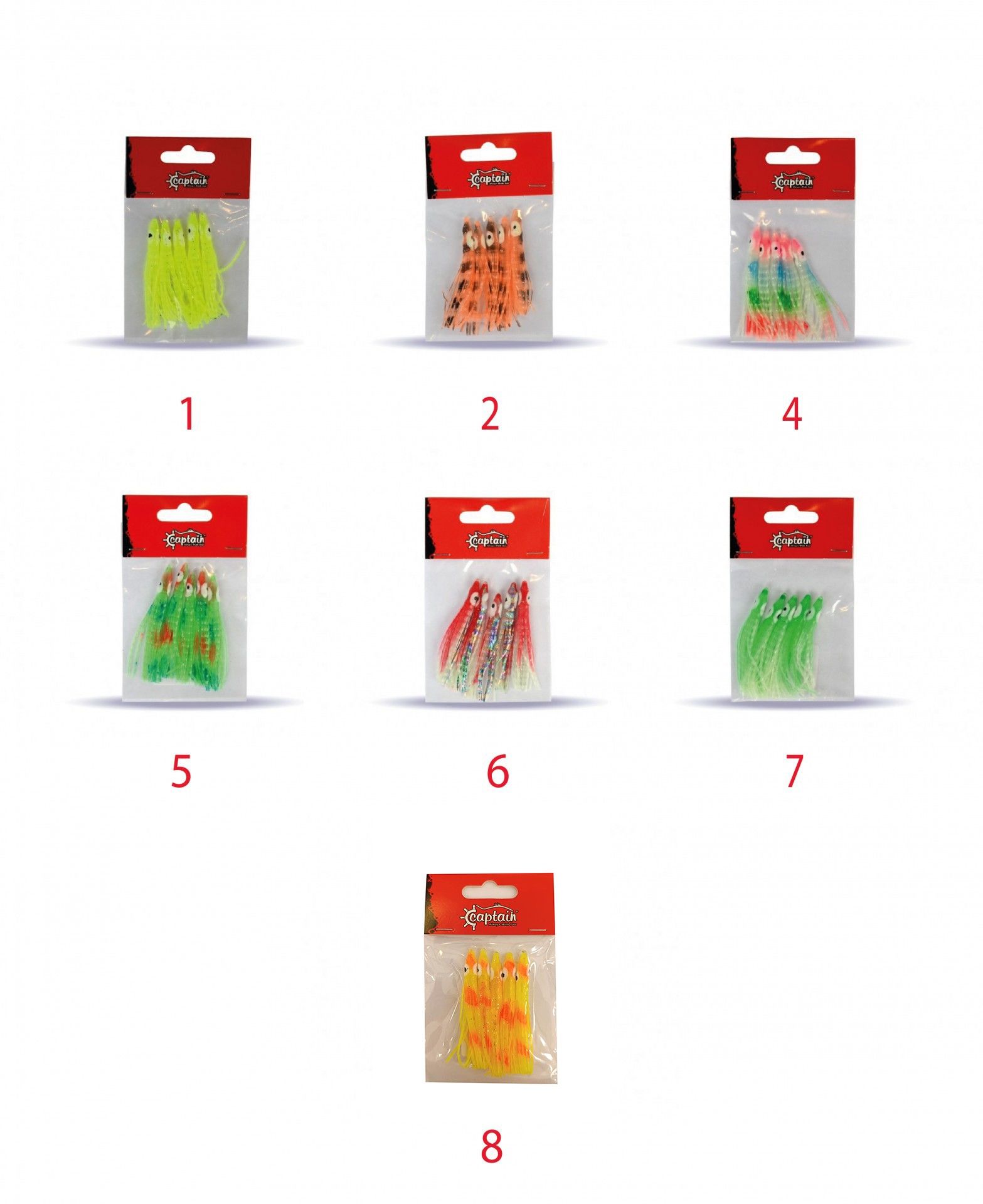 Captain 3594 Octopus Curly 6cm Ahtapot Sübye 5'li Paket Suni Yem