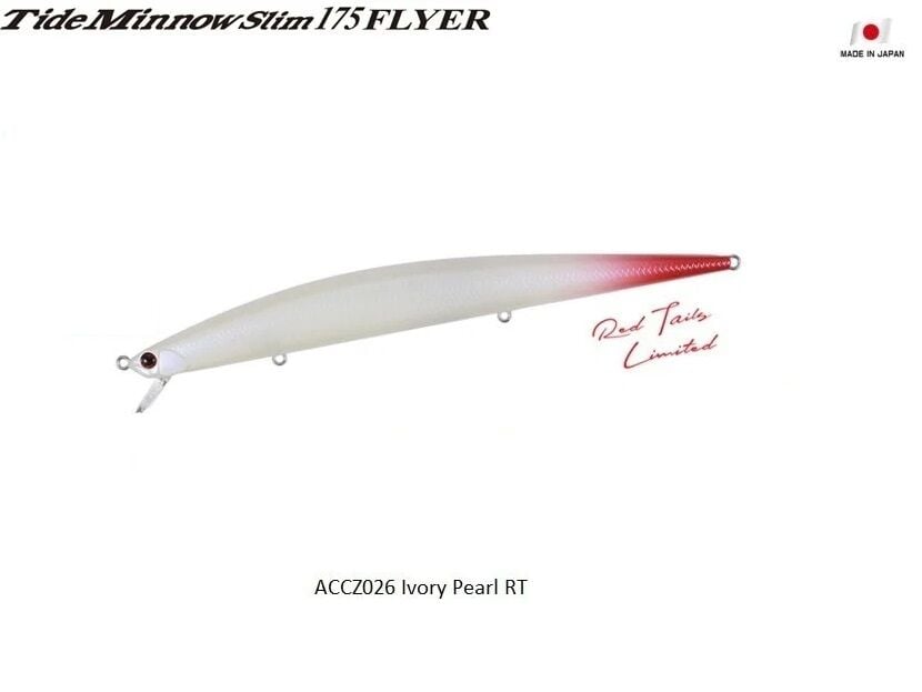 Duo Tide Minnow Slim 175 FLYER ACCZ126 Ivory Pearl Red Tail Limited Sahte Balık