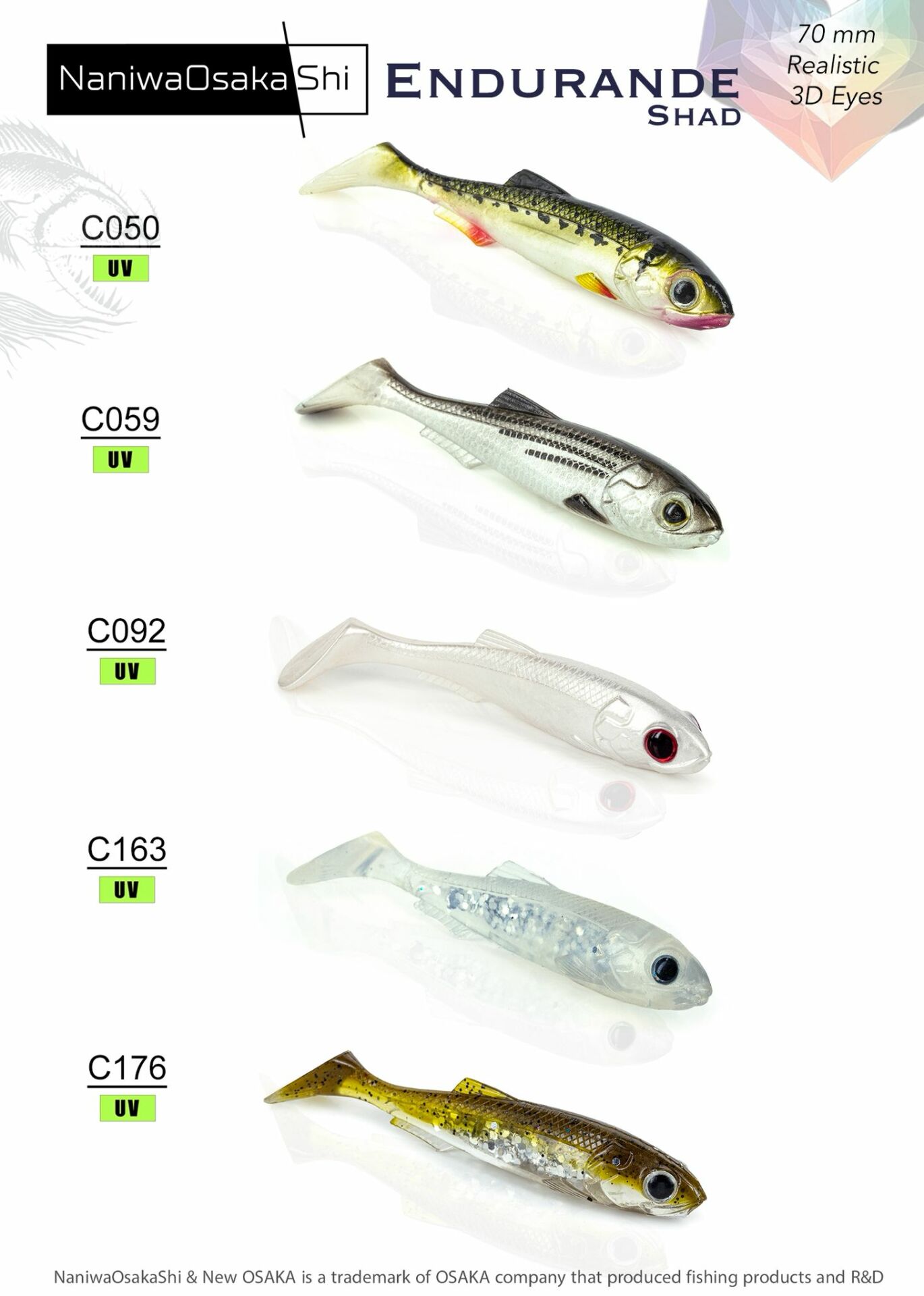 NaniwaOsakaShi Endurande Shad 7 Cm Silikon Yem