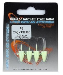 Savage gear LRF Micro sandeel jigghead 2 g #8 4pcs Glow