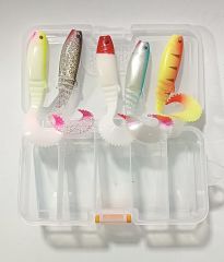 Delitay Balıkçılık plastik kutulu mix orak kuyruk  silikon balık seti (10cm)