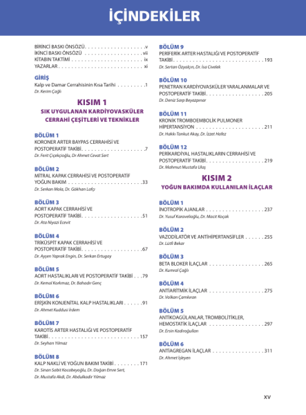 Erişkin Kalp ve Damar Cerrahisinde Yoğun Bakım