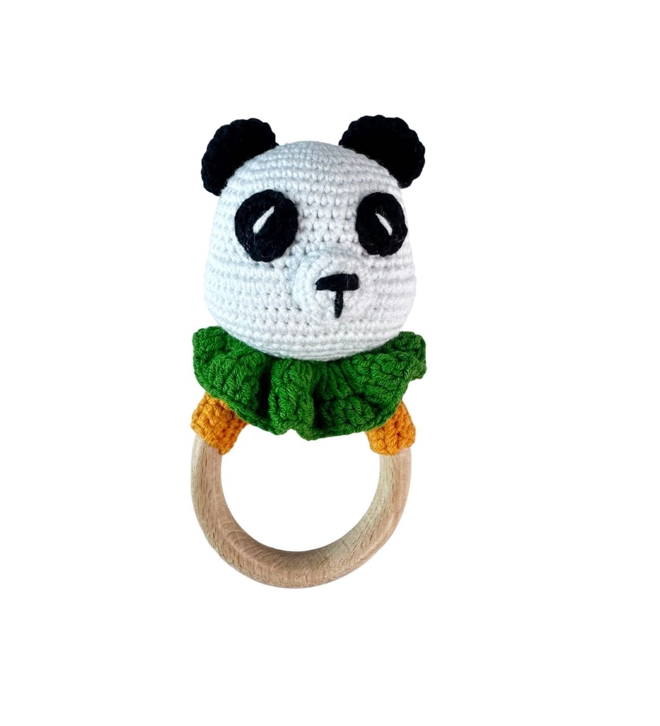 %100 Organik Pamuk Tatlı Panda Hayvan Çıngırak
