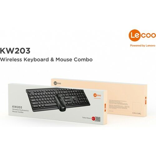 Lenovo Lecoo KW203 Kablosuz Siyah Türkçe Q Klavye & Mouse Set