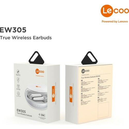 Lenovo Lecoo EW305 Bluetooth 5.1 ENC IPX5 Kablosuz Kulak İçi Kulaklık Beyaz