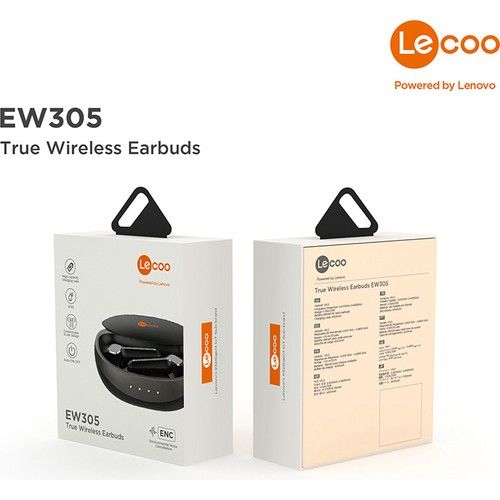 Lenovo Lecoo EW305 Bluetooth 5.1 ENC IPX5 Kablosuz Kulak İçi Kulaklık Siyah
