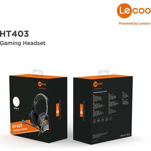 Lenovo Lecoo HT403 USB2.0 Kulak Üstü RGB LED Aydınlatmalı Kablolu Siyah Gaming Kulaklık