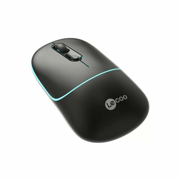 Lenovo Lecoo WS210 Dual Mod RGB 2.4GHz WiFi + Bluetooth 1600DPI Şarjlı Sessiz Kablosuz Optik Mouse Siyah