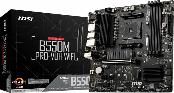 MSI B550M Pro-VDH Wifi AM4 DDR4 4400(Oc) HDMI DP VGA M.2 USB3.2 mATX Anakart