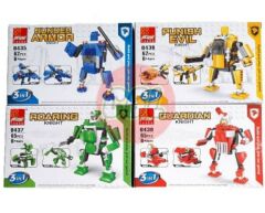 62 - 65 Parça Heaven Knight Robot Dövüşçü Lego Seti (4 Adet)