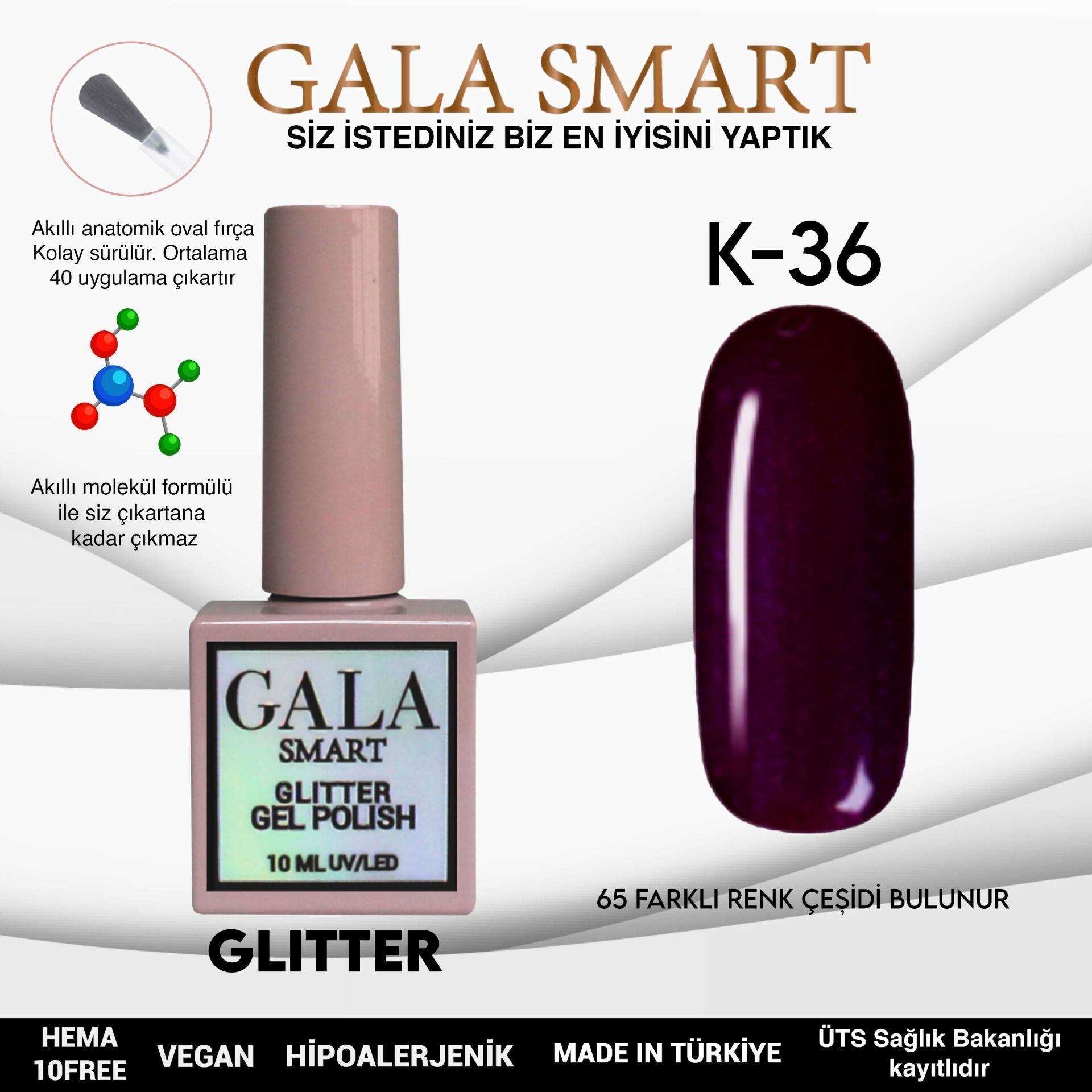 GALA SMART GLITTER KALICI OJE 10 mle K36