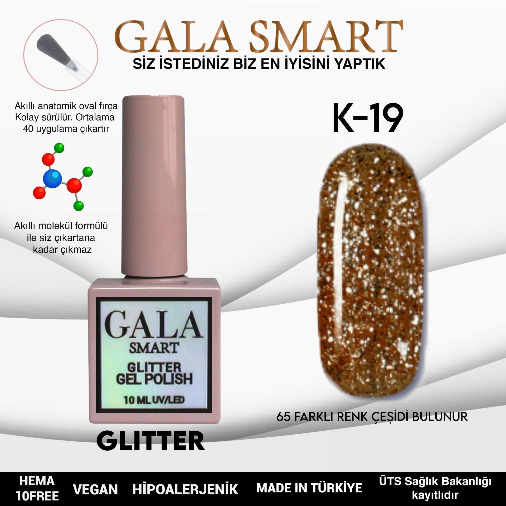 GALA SMART GLITTER KALICI OJE 10 mle K19