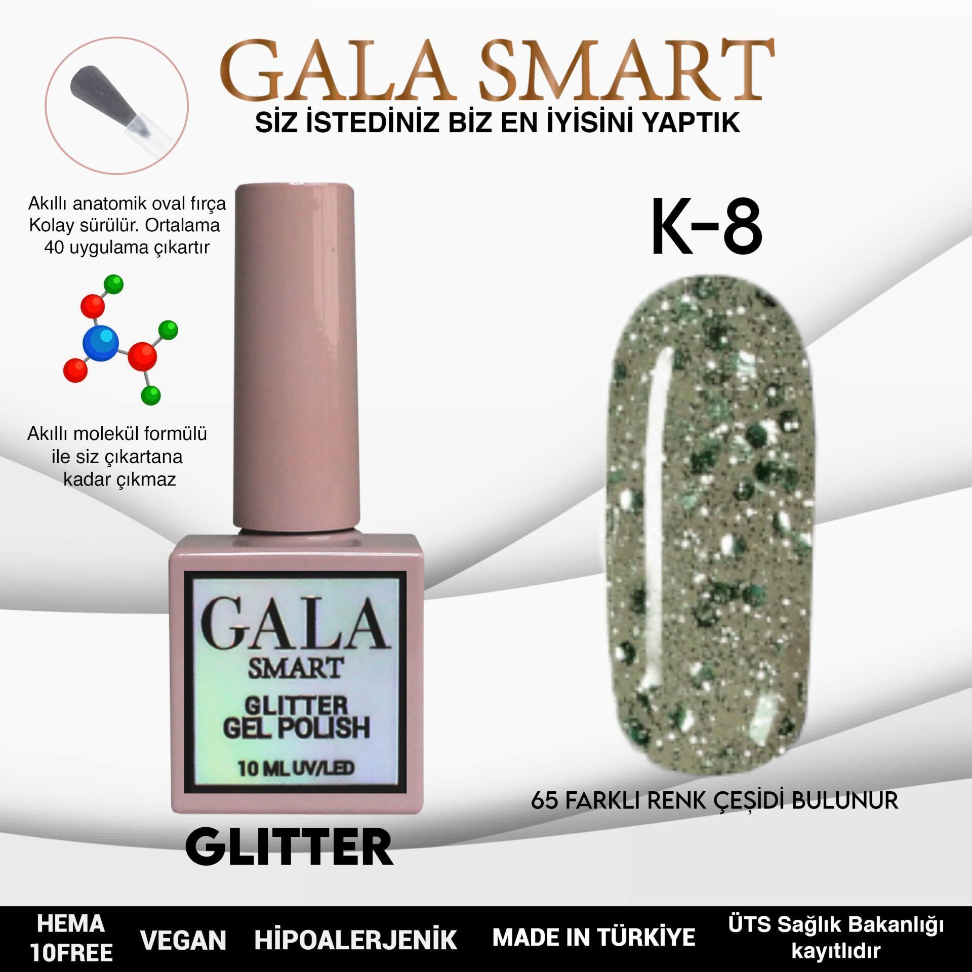 GALA SMART GLİTTER KALICI OJE 10 ml K-08