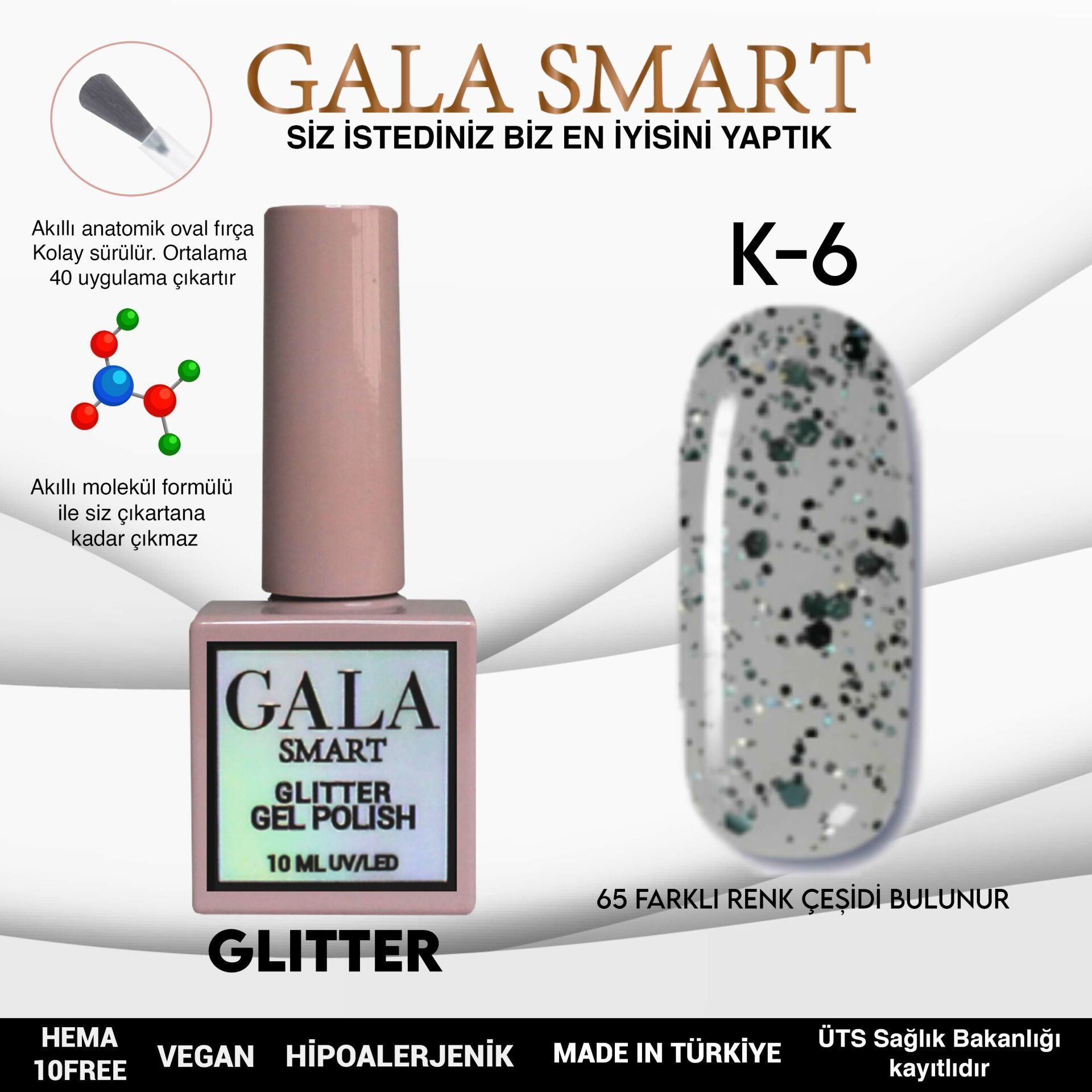 GALA SMART GLİTTER KALICI OJE 10 ml K-06