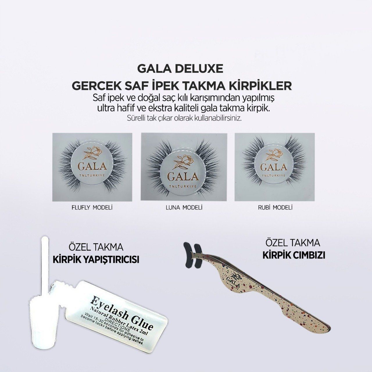 GALA DELUX SAF İPEK TAKMA KİRPİK TAKIM RUBİ