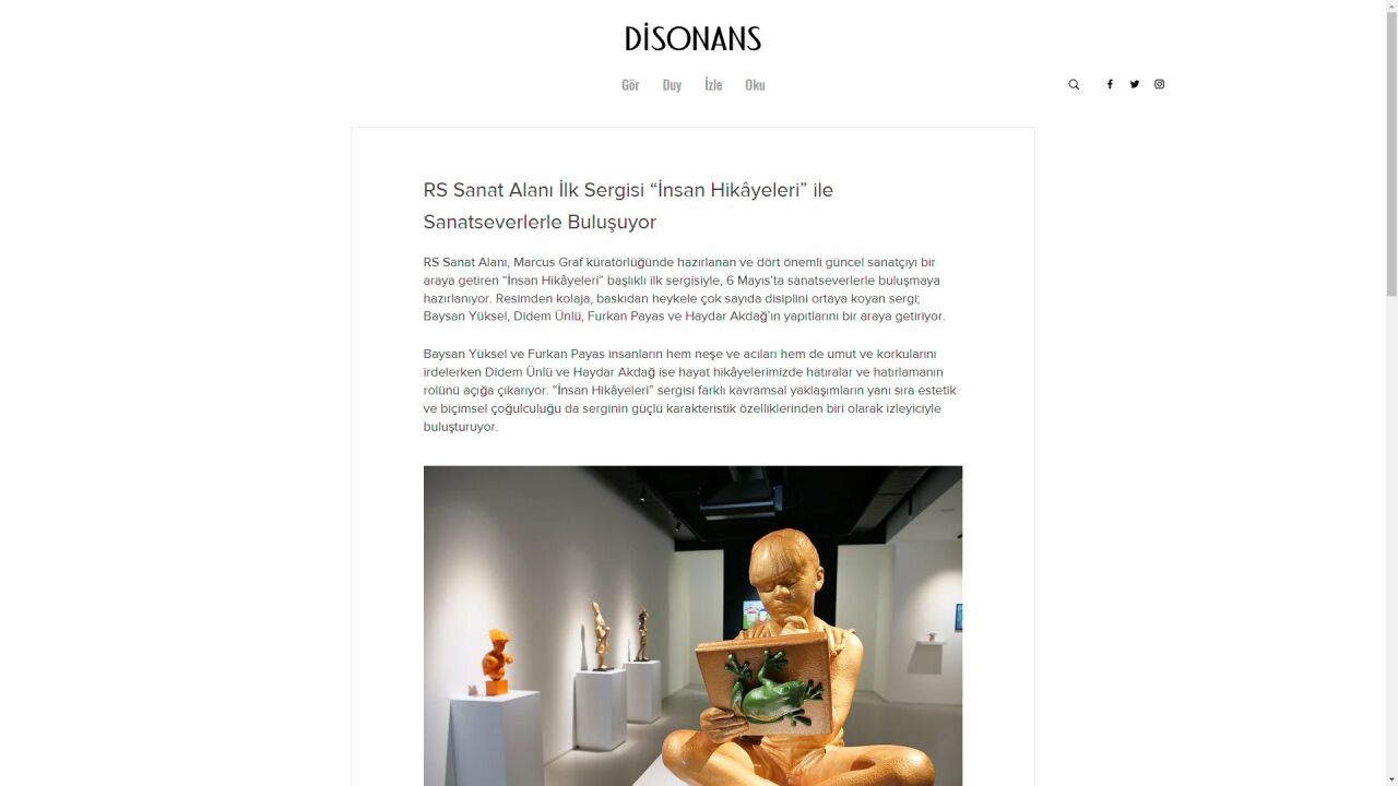 DISONANS – RS Sanat Alanı İlk Sergisi “İnsan Hikâyeleri” ile Sanatseverlerle Buluşuyor