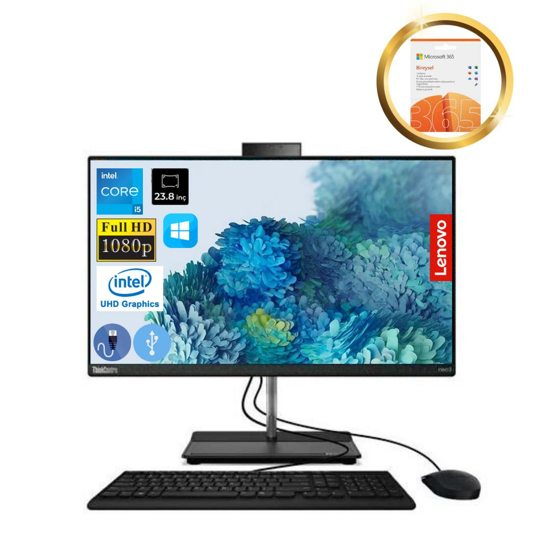 Lenovo Thinkcentre Neo 30A  I5-12450H 8GB 256GB M.2 SSD 12CE0086TXATL24 23.8'' W11Pro All In One+Microsoft 365