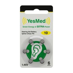 YesMed Extra Power 10 Numara İşitme Cihazı Pili, Kulaklık Pili, Duyma Pili, Kulak Pili, Kulak Cihazı Pili (5 Paket x 6 Adet = 30 Adet Pil)