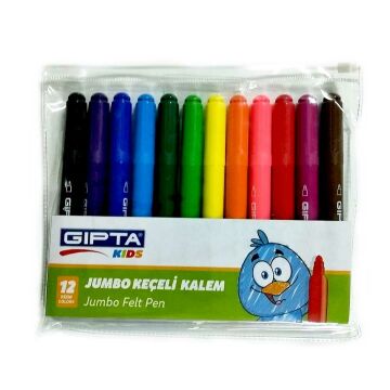 Gıpta Kids K410 12 Renk Jumbo Keçeli Kalem