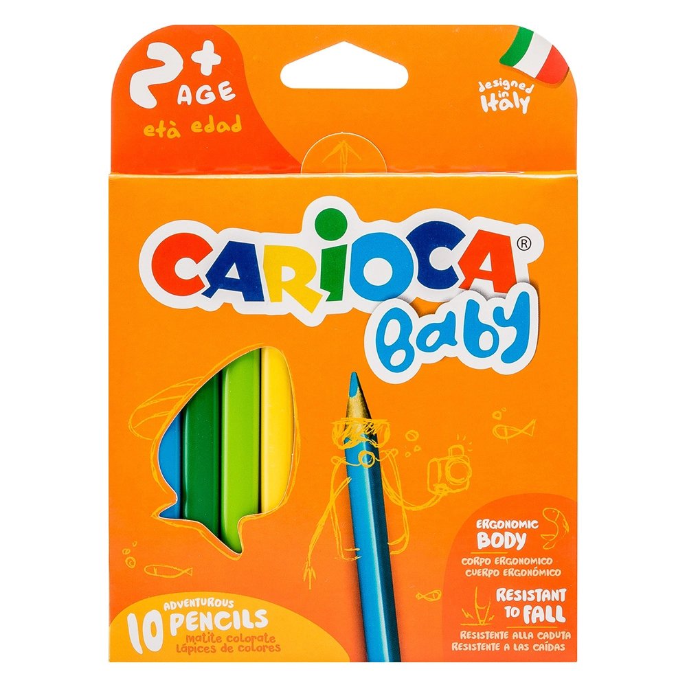 Carioca Baby 10 Renk Jumbo Üçgen Gövde Kuru Boya Kalem Seti