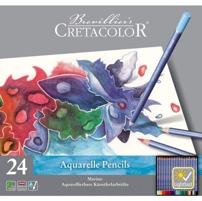 Cretacolor Marino 24 Renk Metal Kutulu Aquarelle Sulandırılabilir Boya Kalemi Seti 240 24