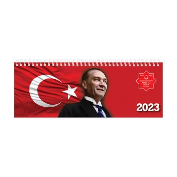 Keskin Color 2023 Spiralli Atatürk 100. Yıl Karton Kapak 12*33,5 Haftalık Masa Ajandası