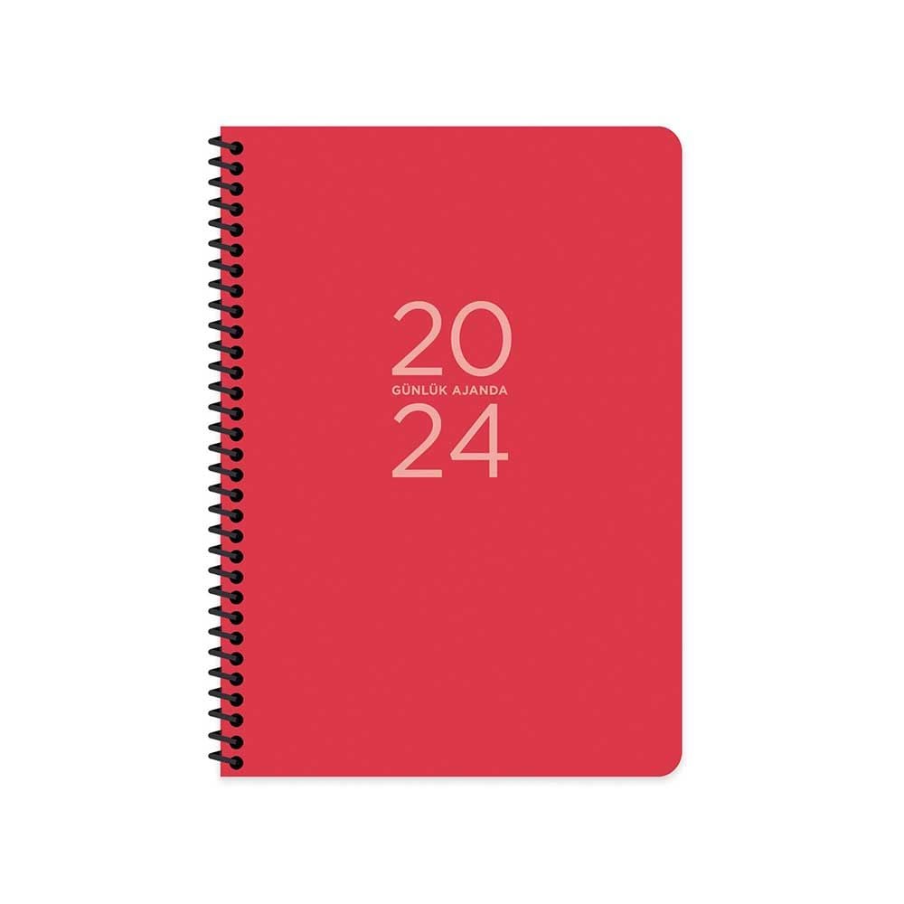 Keskin Color 2024 Spiralli Kırmızı Sert Kapak 17*24 Günlük Ajanda