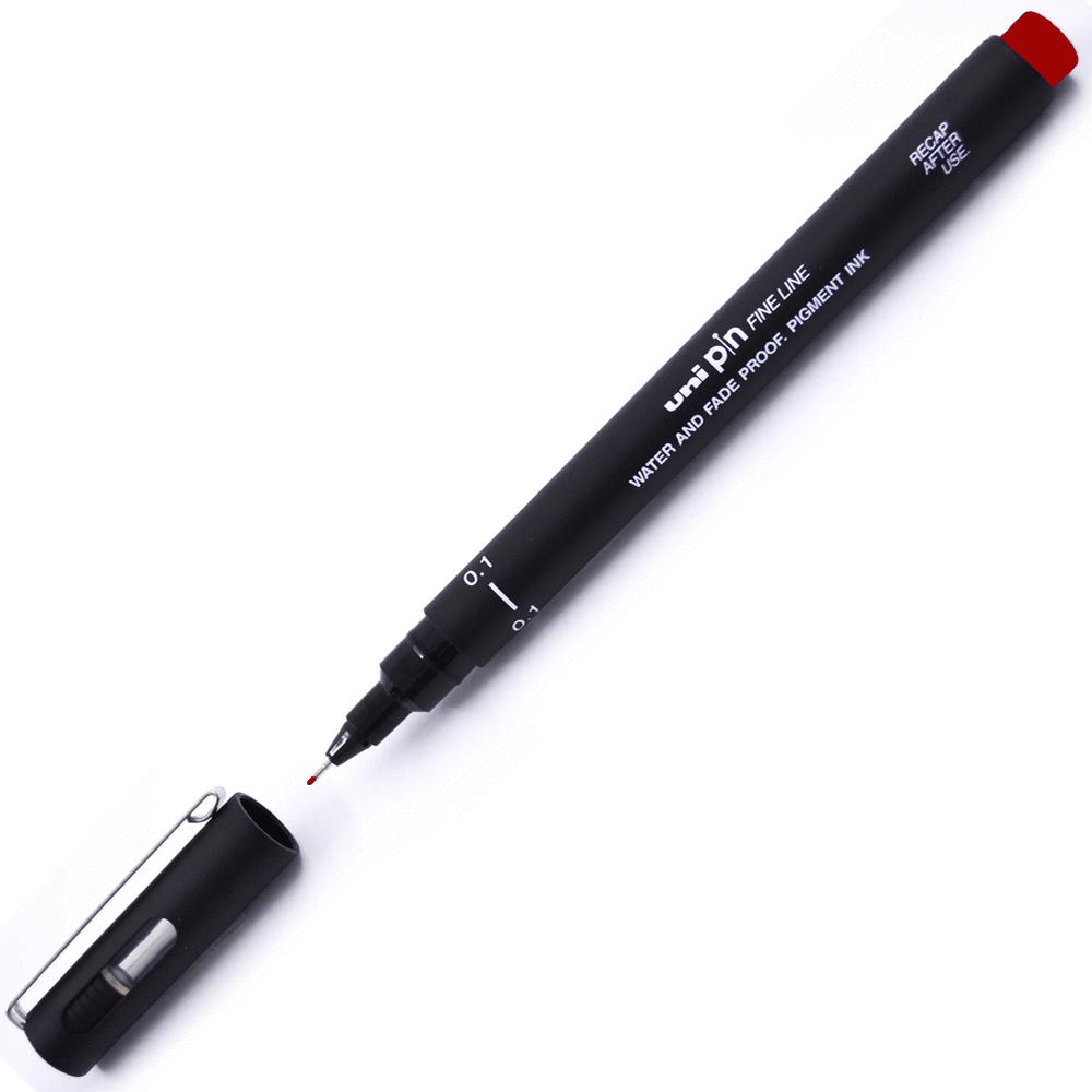 Uniball Pin Fine Line Kırmızı 0.1 mm Teknik Çizim Kalemi