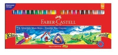 Faber Castell Crayon 25 Renk Silinebilir Mum Boya