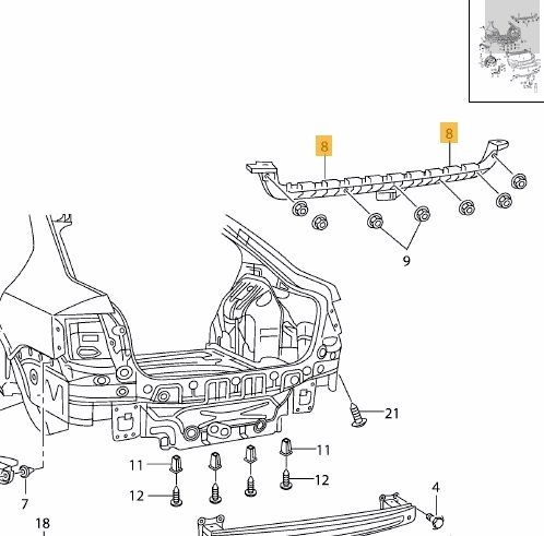 KAPORTA-TAMPON BAĞLANTI BRAKETİ SEDAN ARKA ORTA SAĞ WİSCO / OCTAVİA 13>> /