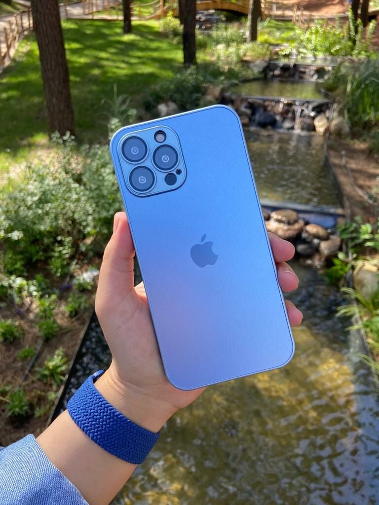 iPhone A-G Glass Case - Sierra Blue