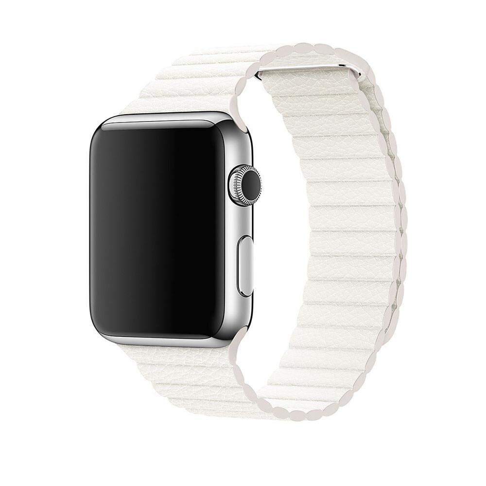 Apple Watch Deri Loop Kordon - Beyaz