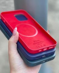 Apple MagSafe Özellikli Deri Kılıf - Kırmızı
