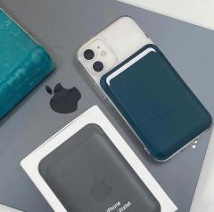 Apple MagSafe Özellikli Deri Cüzdan - Baltık Mavi