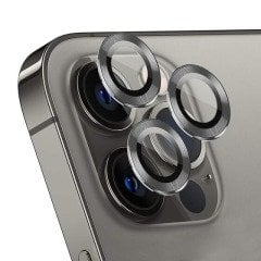 iPhone Renkli Metal Lens Koruyucu - Füme