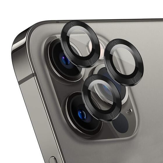 iPhone Renkli Metal Lens Koruyucu - Siyah