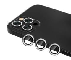iPhone Taşlı Kamera Koruyucu Lens - Siyah