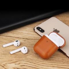 Airpods 2.Nesil Kancalı Deri Kılıf - Koyu Kahverengi