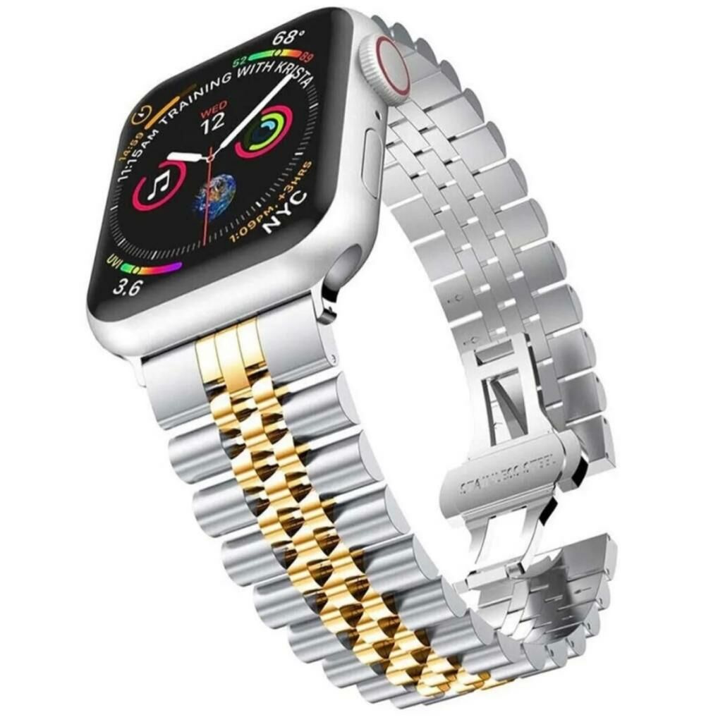 Apple Watch Rolex  Çelik Loop Kordon - Gold/Gümüş