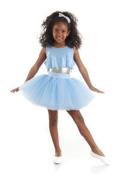 Kız Çocuk Mavi Hip Hop Dans Kostümü - 23 Nisan Kıyafetleri