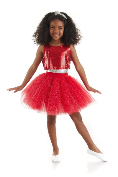 Kız Çocuk Kırmızı Hip Hop Dans Kostümü - 23 Nisan Kıyafetleri