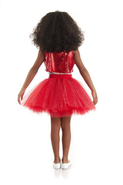 Kız Çocuk Kırmızı Hip Hop Dans Kostümü - 23 Nisan Kıyafetleri