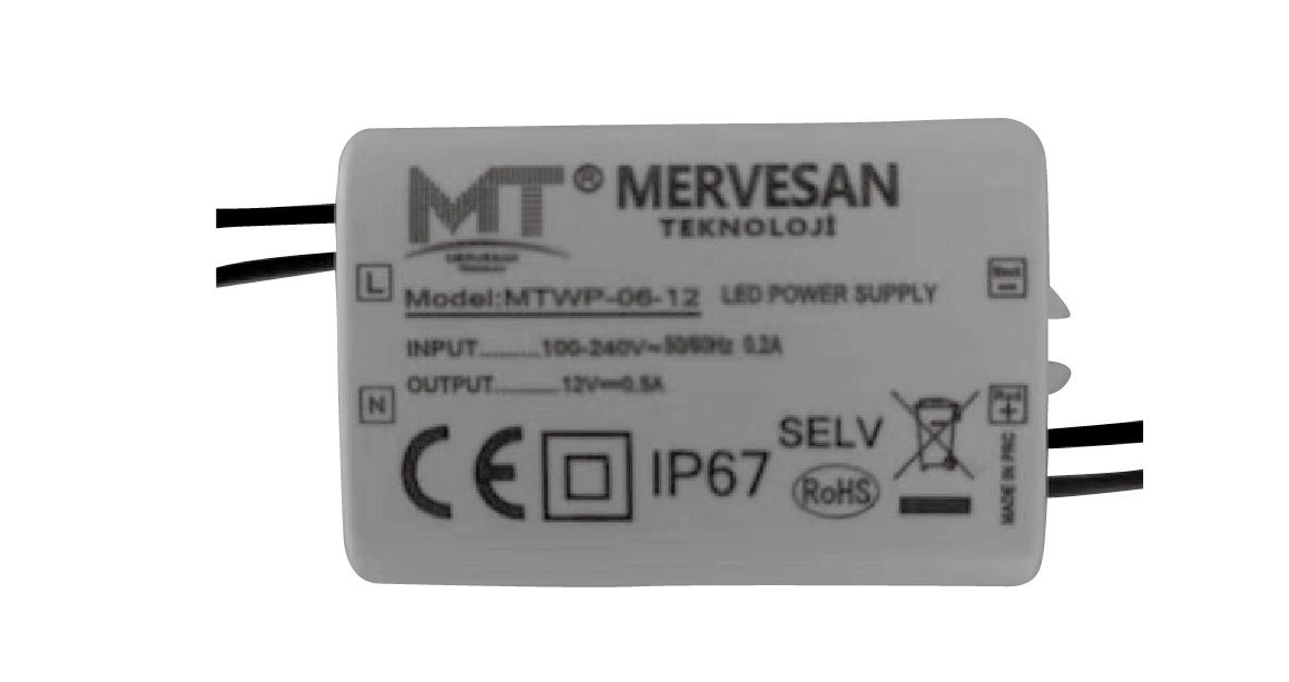 MTWP-06-12 12V 0.5A (IP67) SMPS Güç Kaynağı