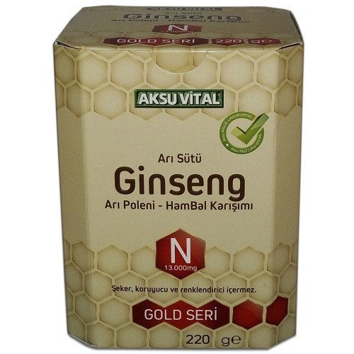 Aksu Vital Ginseng Arı Sütü Arı Poleni Ham Bal 13000mg 220gr
