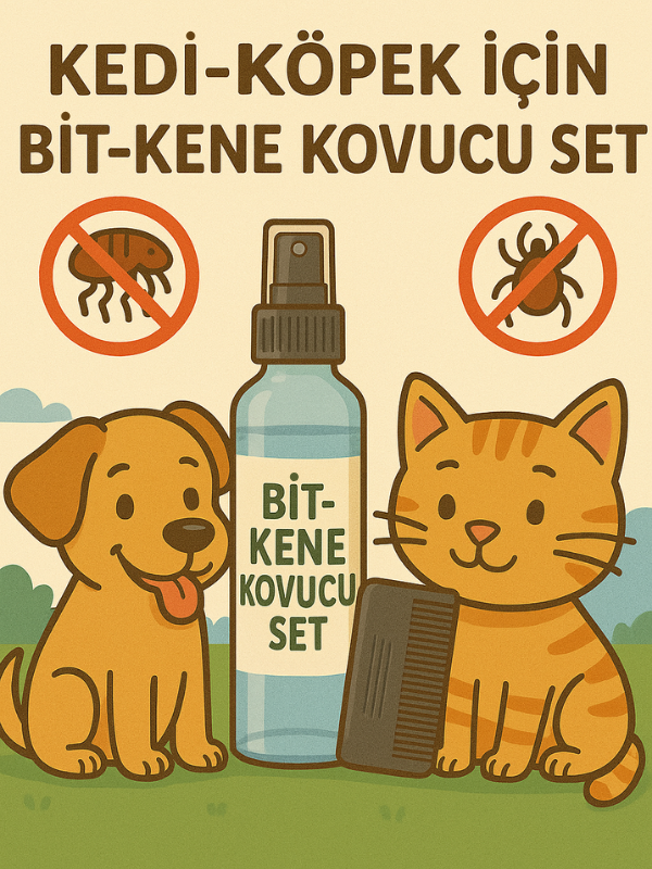 Aktarzane Kedi-Köpek İçin Bit-Kene Kovucu Sprey ve Tarak Seti