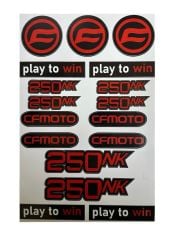 Cf Moto NK 250 Uyumlu Kırmızı Beyaz 17 Parça A4 Sticker Seti