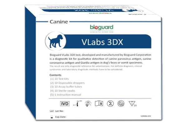 Bioguard VLabs 3DX Parvovirus, Coronavirus, Giardia Hızlı Köpek Test Kiti