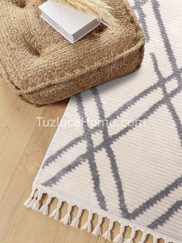Tuzluca Home Bohem İskandinav Tarz Özel Ölçülü l Makina Halısı 01 Gri
