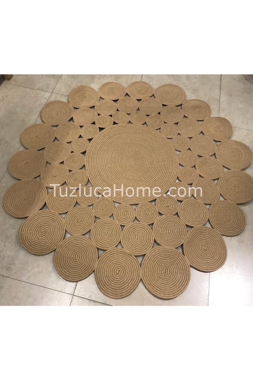 Jüt Halı Doğal El Yapımı Daire Model:432