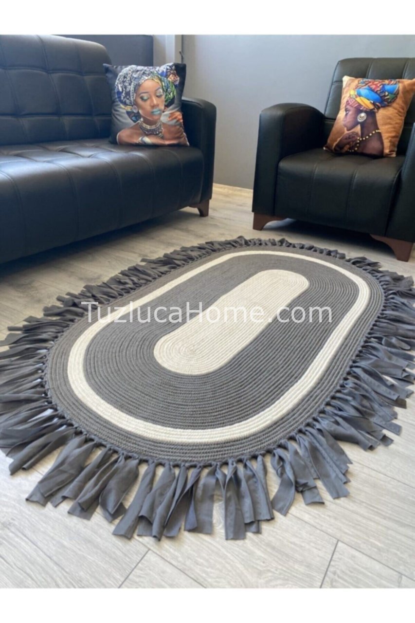 Jüt Halı Doğal El Yapımı Oval Model:212